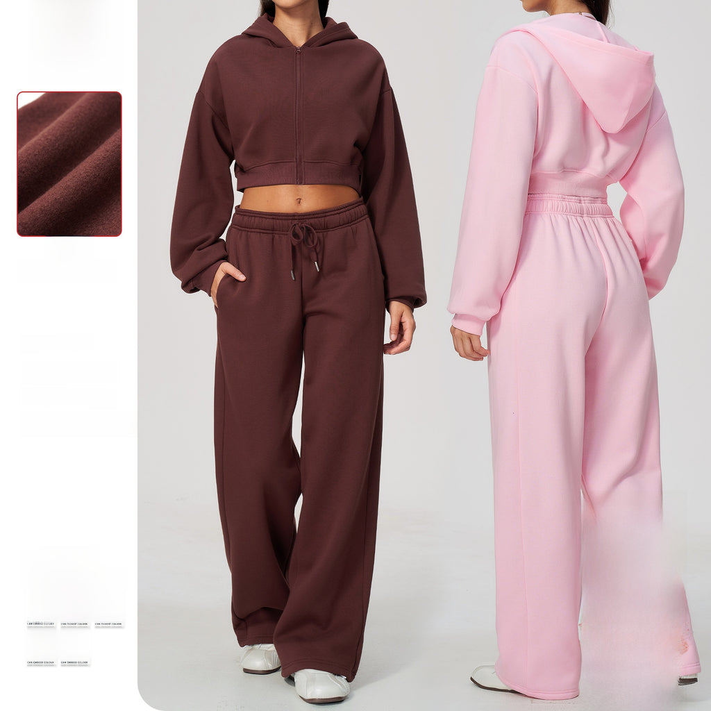 Women's Fleece Lined Zip Up Hoodie and Sweatpants Two Piece Set