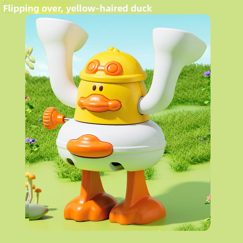 Childrens Wind Up Flipping Duck Chicken Toy