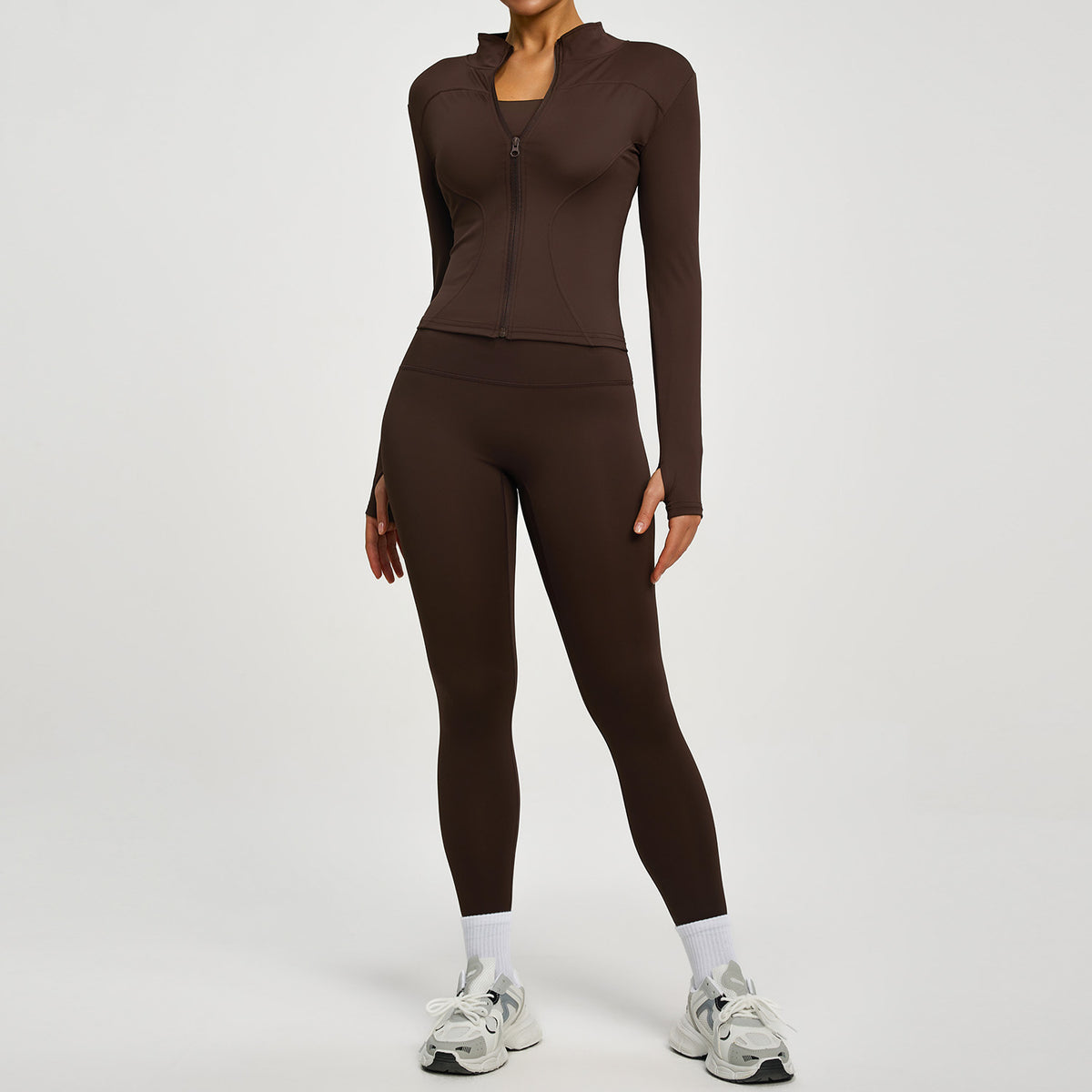 Lady's high-waisted yoga workout outfit