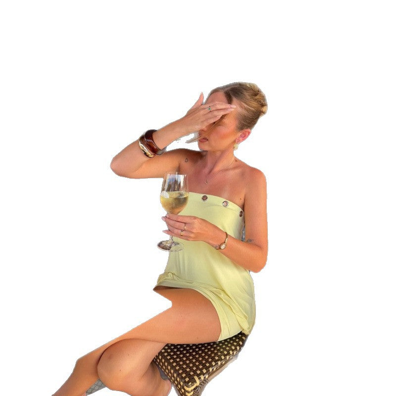 Sleeveless Hollow Out One Shoulder Dress