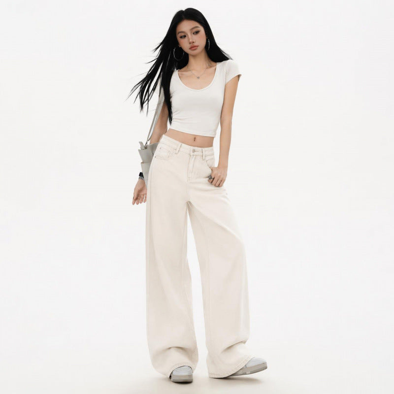 American Style Low Waist Slimming Loose Wide Leg Casual Jeans
