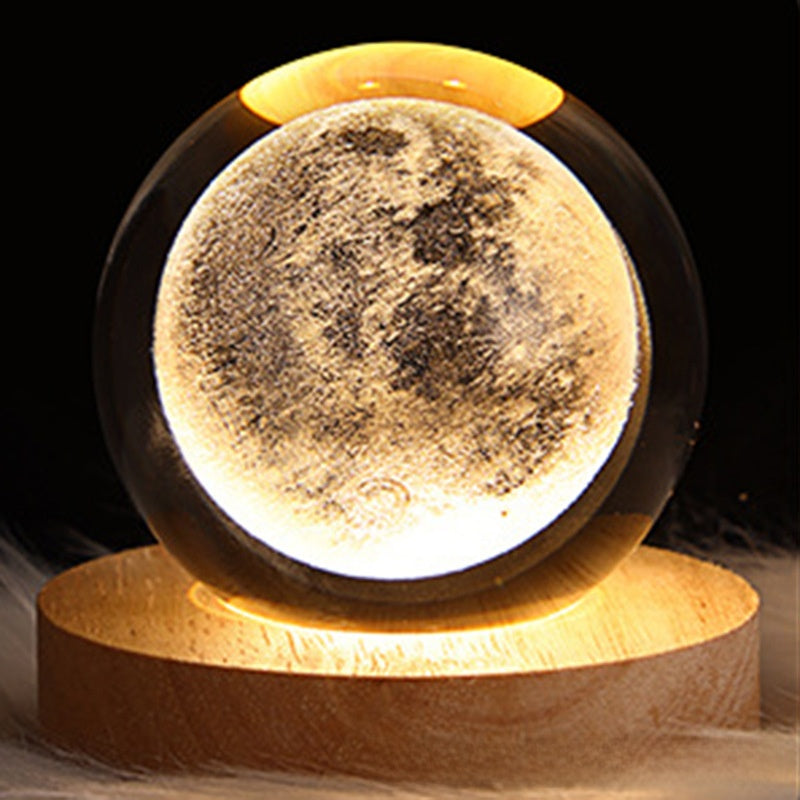 3D Engraved Crystal Ball Night Light with Warm Base