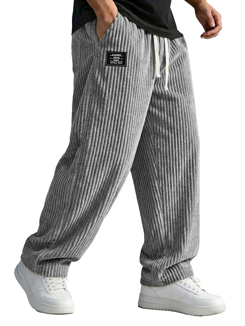 Mens Embroidered Straight Leg Casual Pants