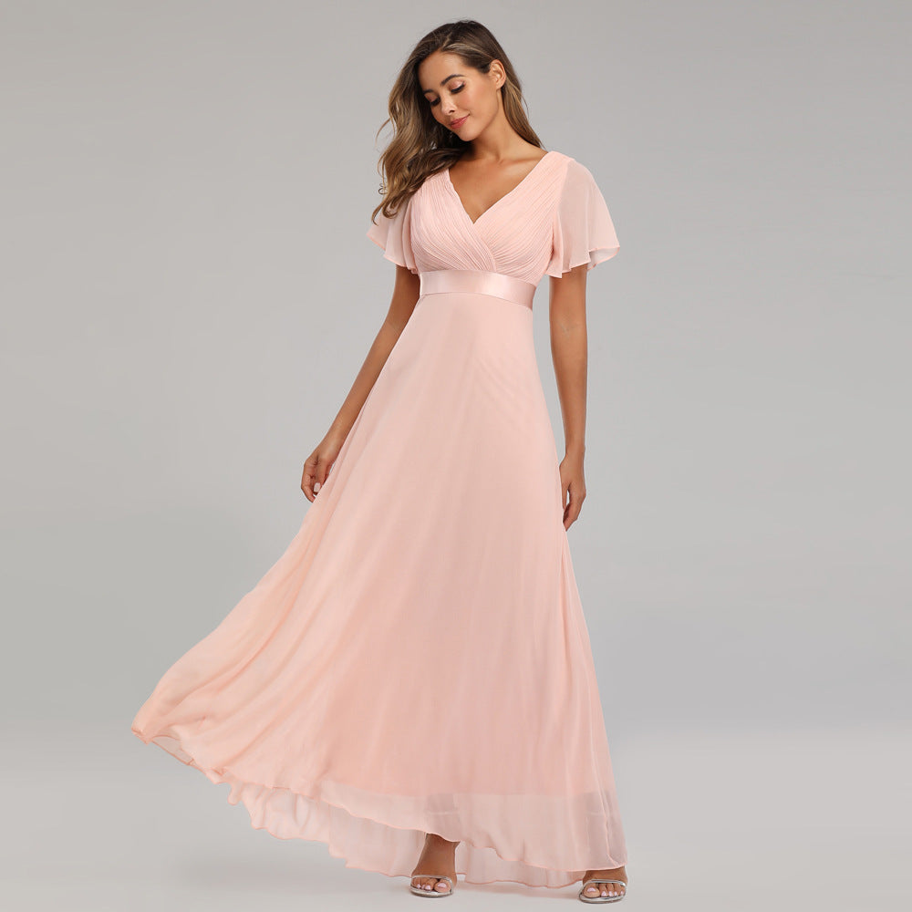 Elegant Trumpet Sleeve Chiffon Evening Dress