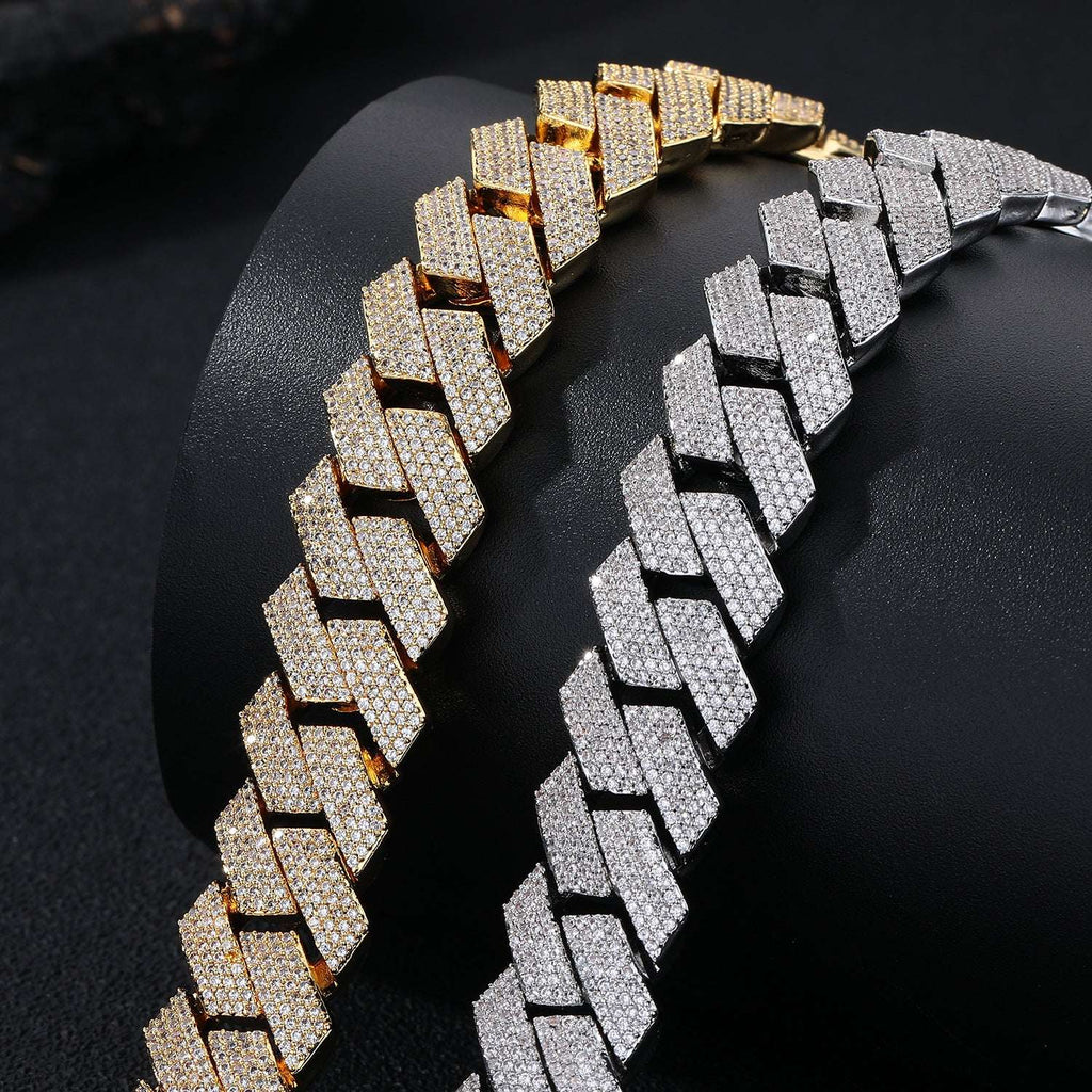 Men's Cuban Chain Zircon Necklace Geometric Pendant