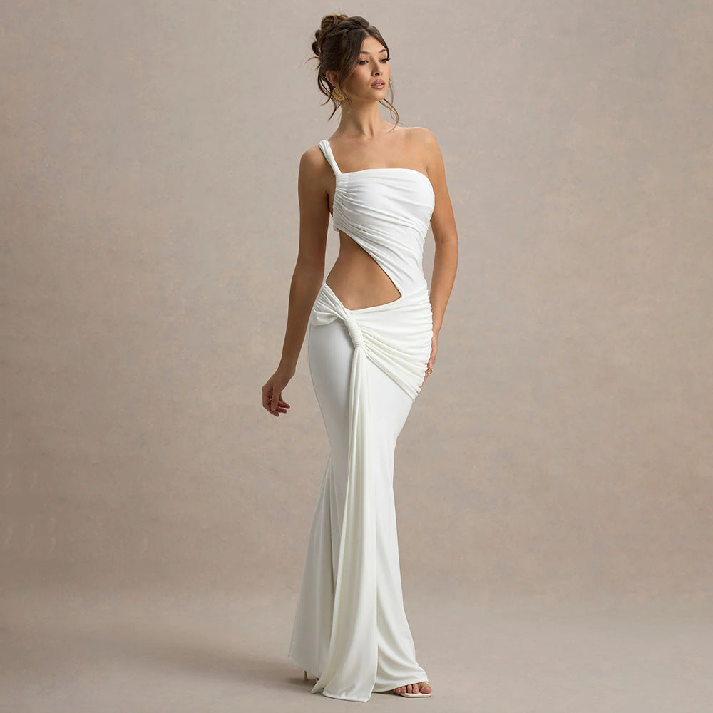 One-Shoulder Backless Slim Dress
