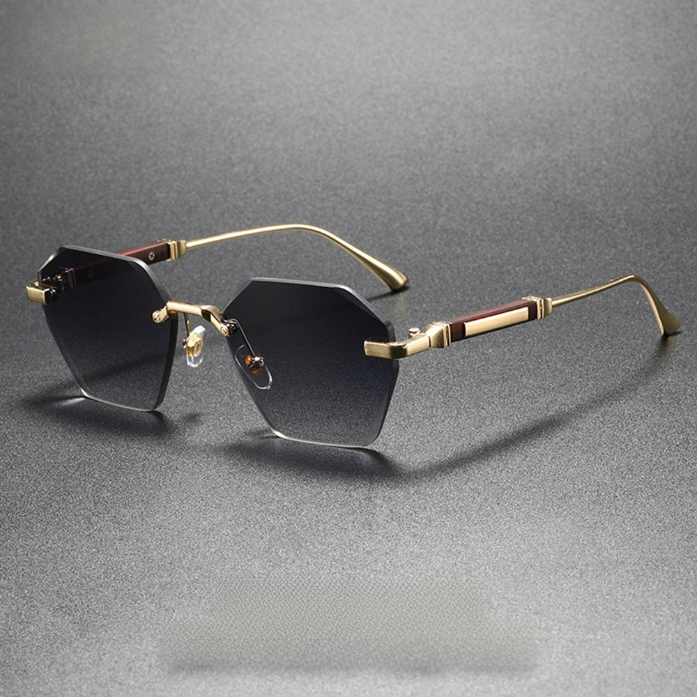 Wavy Pattern Frameless Square Metal Sunglasses UV400 Protection Fashion Driving Outdoor Glasses