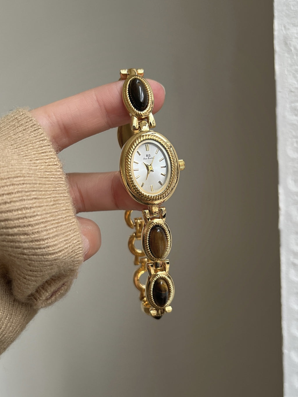Oval Jade Dial Bracelet Watch Women
