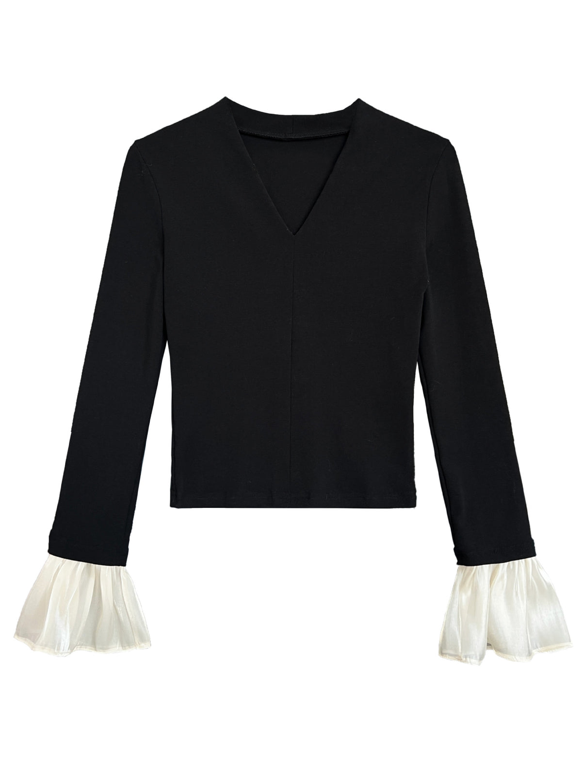 Womens V-Neck Bell Sleeve Knit Shirt