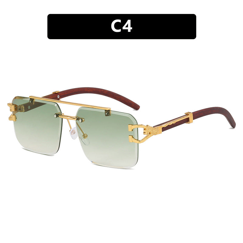 Frameless Square Sunglasses Wood Grain