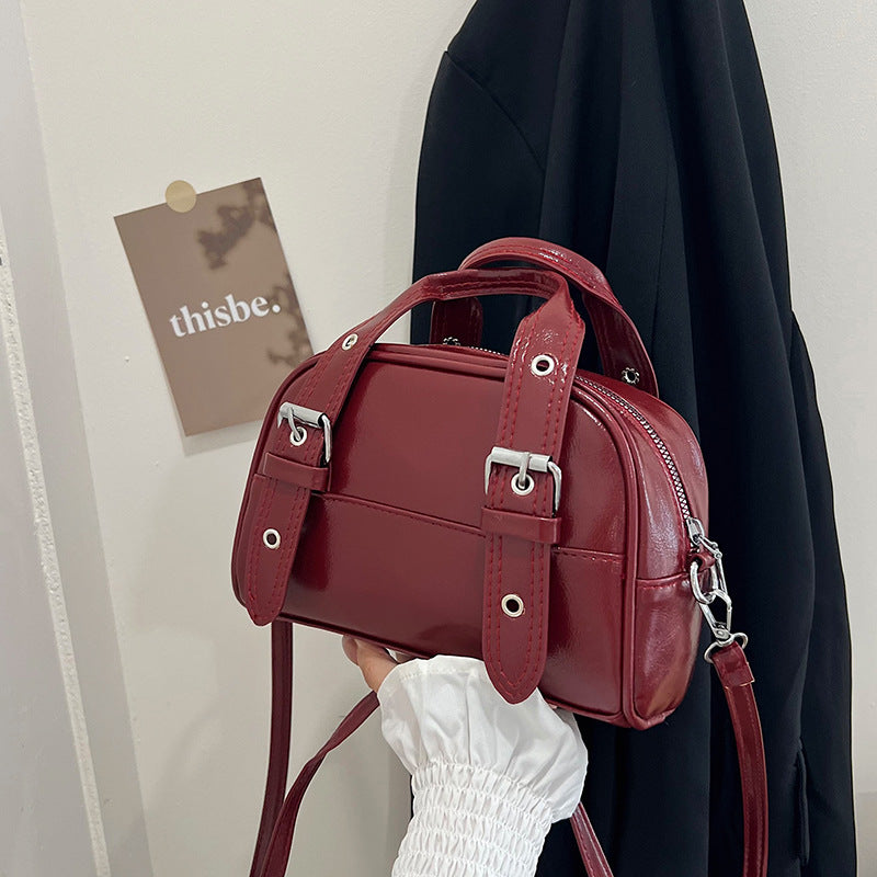 Casual Oil Wax Leather Crossbody Bag
