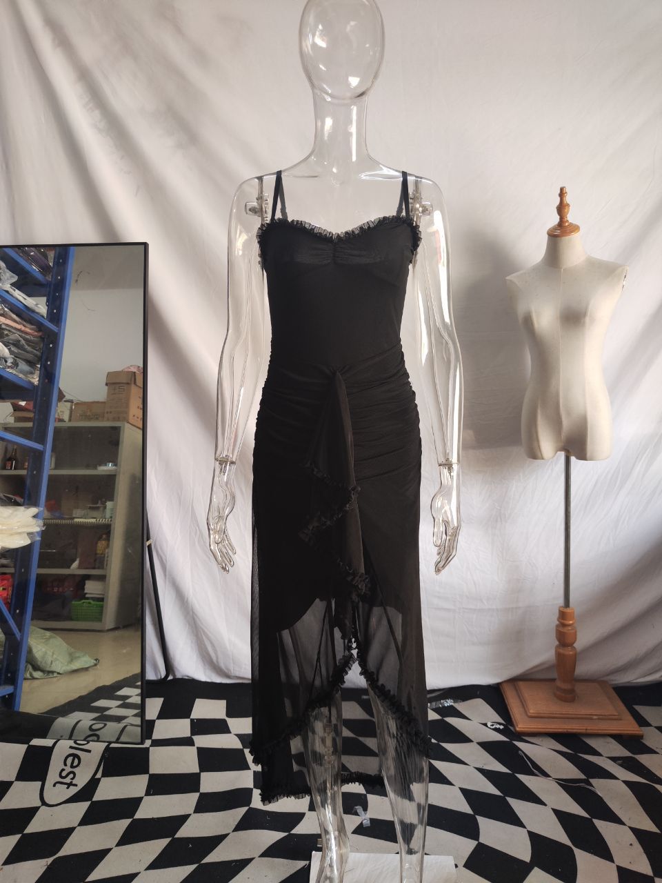 Ruffled Halter Neck Long Dress