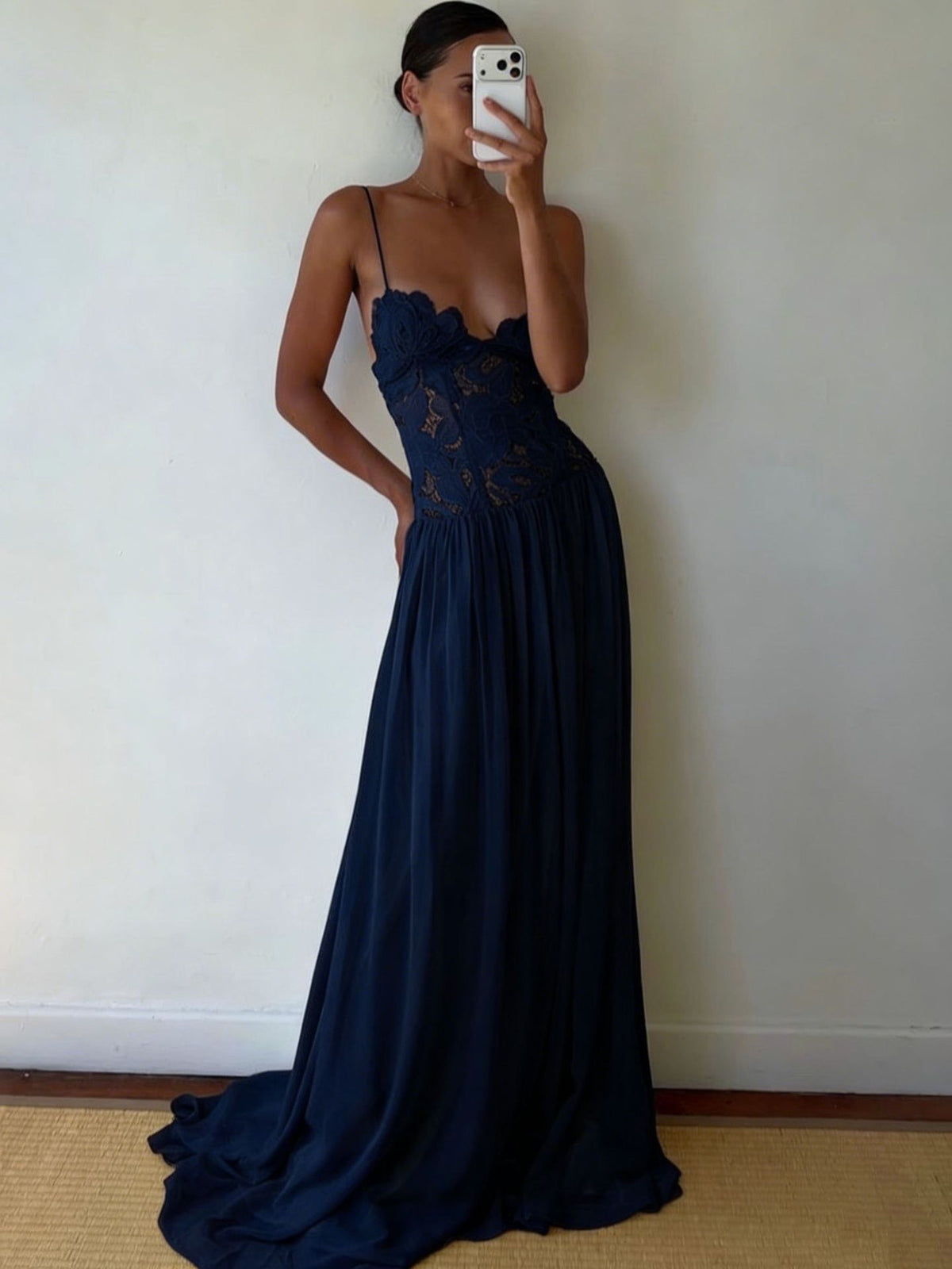 Floral Lace Strappy Long Dress