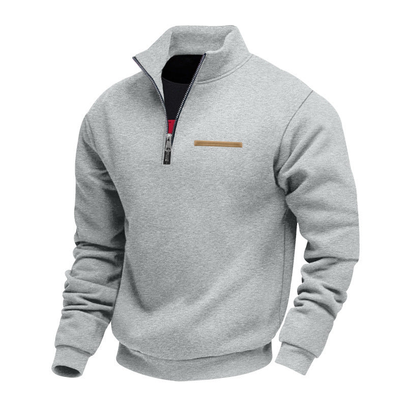 Heavyweight Stand-Up Collar Contrast Stripe Sports Sweatshirt
