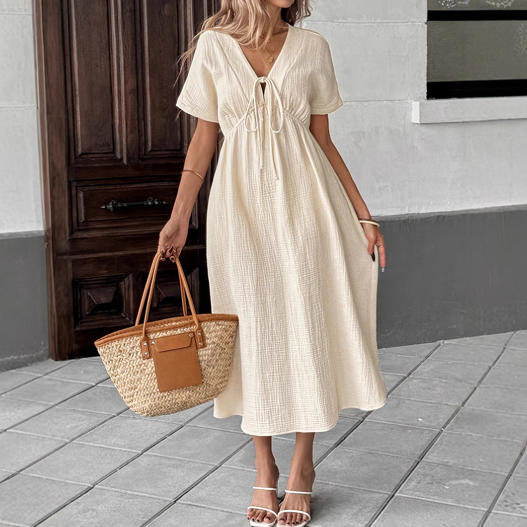 Deep-V-neck dress