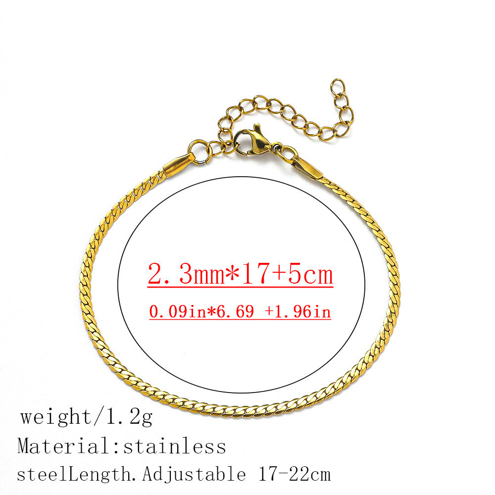 316L Titanium Steel Bracelet Waterproof Hypoallergenic Gold Plated Chain Jewelry for Men Women Unisex Fashion Accessories