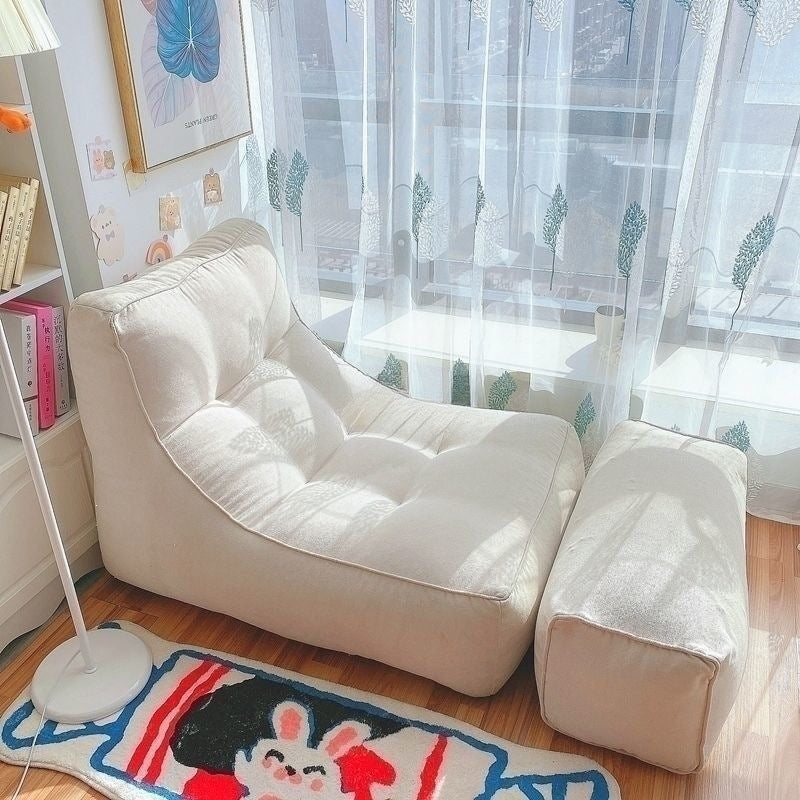 Single Leisure Chair Floor Lounge Bean Bag Tatami Lazy Sofa with Footrest
