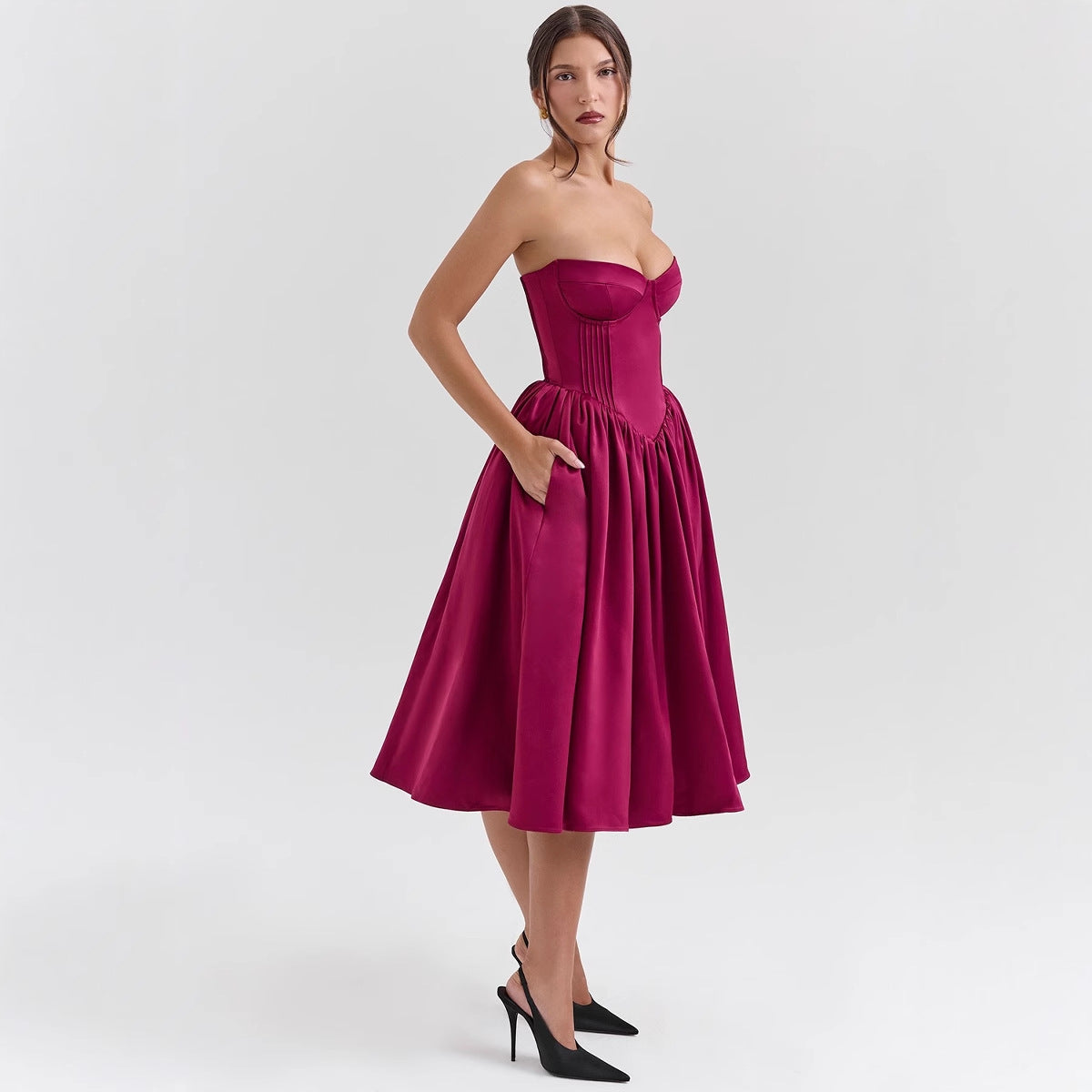 Womens Backless Tube Top Dress