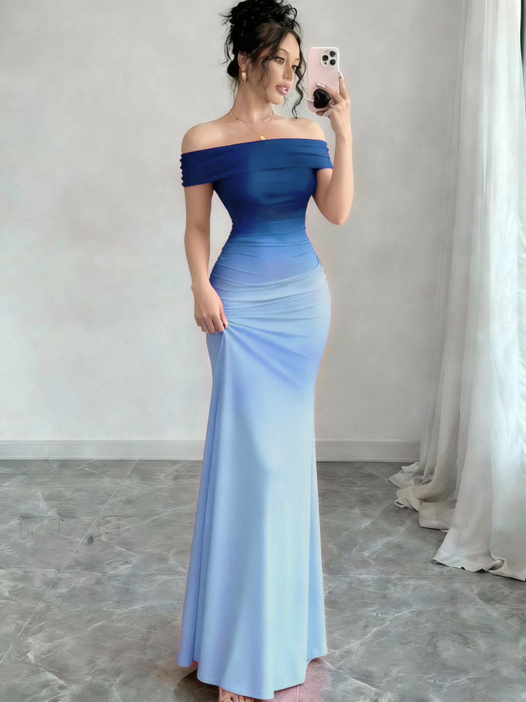 Gradient Sleeveless Bodycon Long Dress