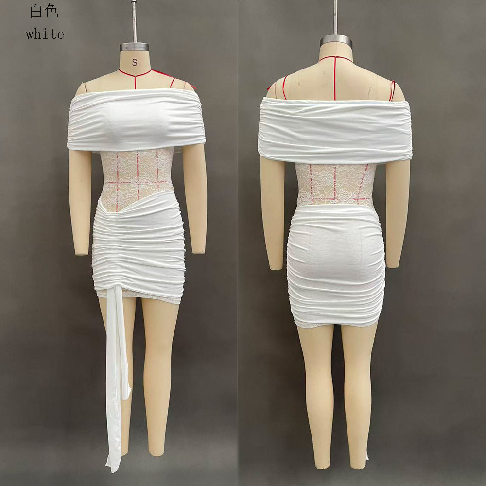 Elastic Pleated Mesh Tube Dress