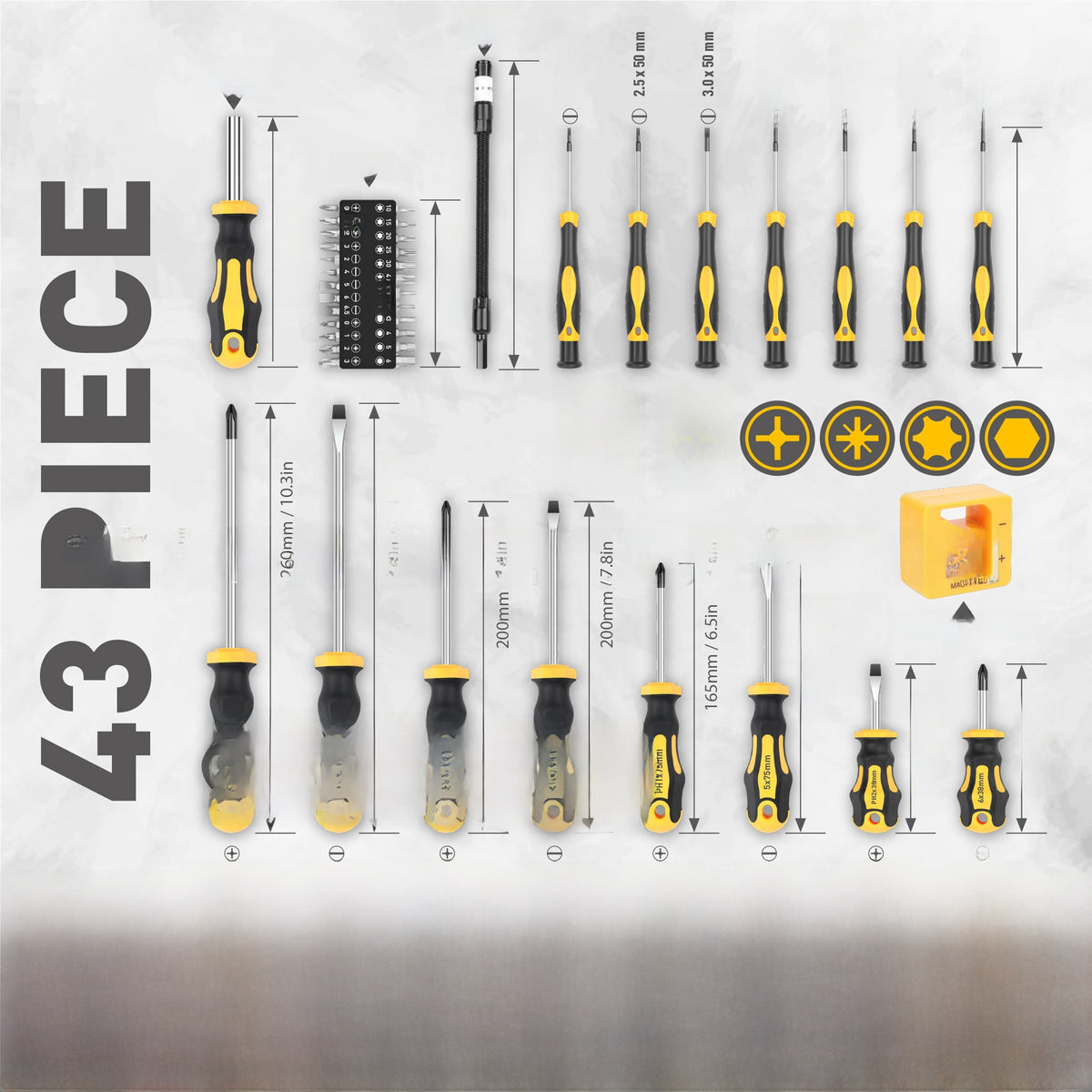 43-Piece Magnetic Screwdriver Set with Storage Box