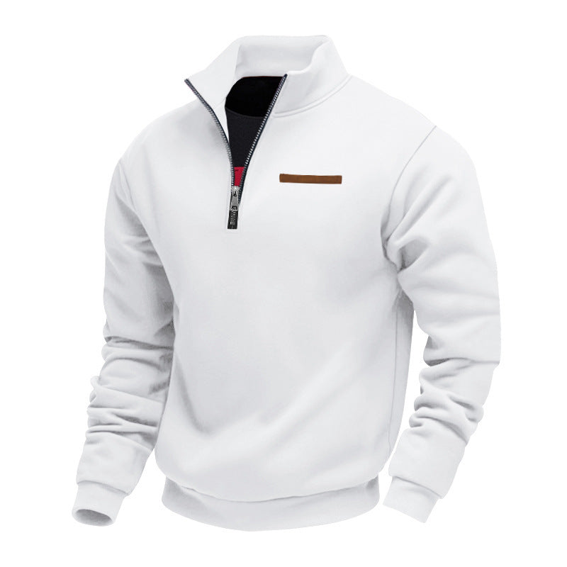 Men's Heavy Fleece Half-Zip Stand Collar Sweatshirt