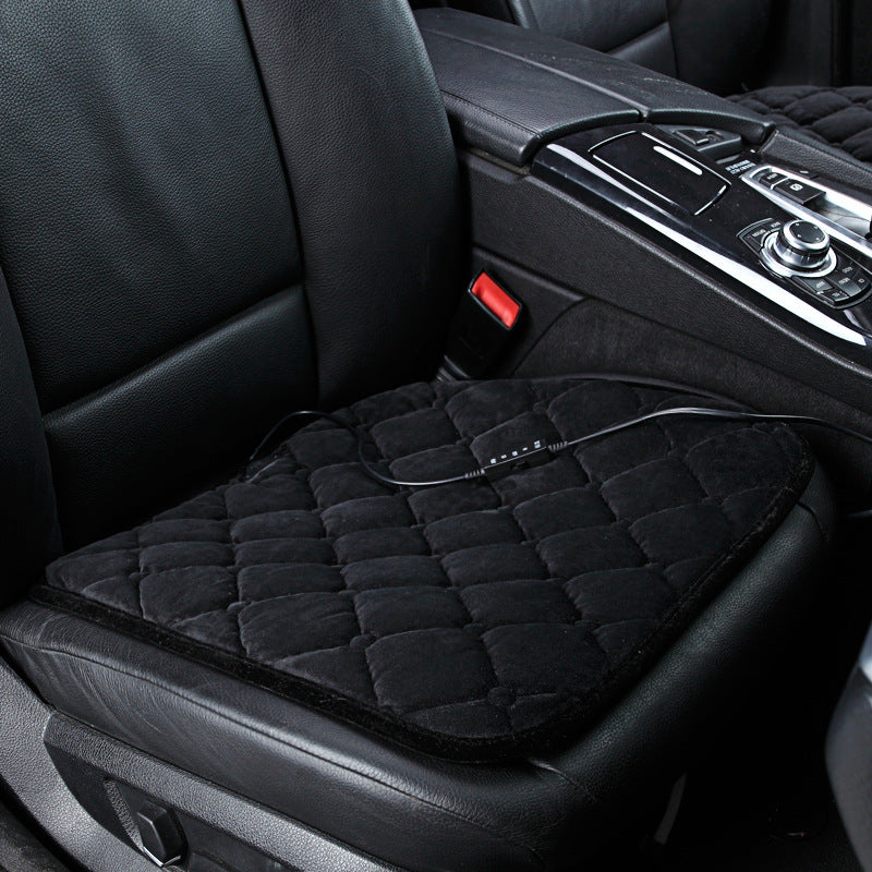 Car Heated Seat Cushion Plush Winter Electric Warming Single Seat Pad USB 12V