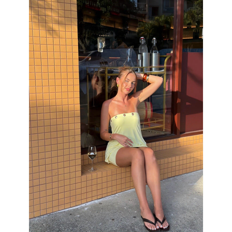 Sleeveless Hollow Out One Shoulder Dress
