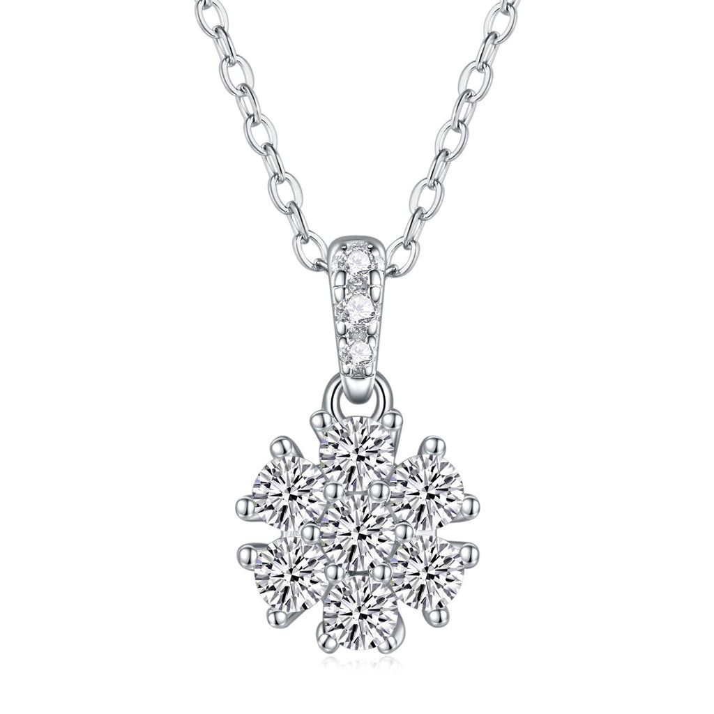 Sterling Silver Moissanite Geometric Pendant Necklace