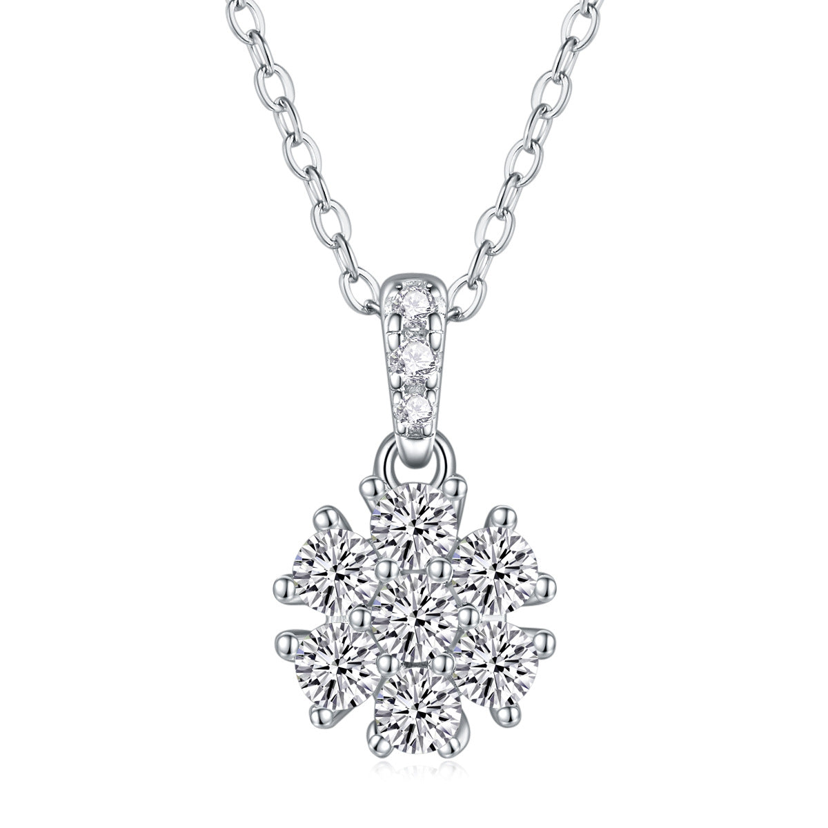 Sterling Silver Moissanite Geometric Pendant Necklace