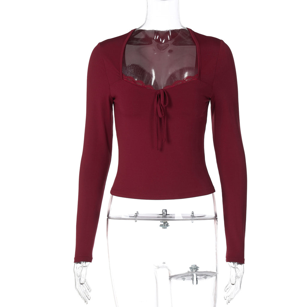 Womens Lace Trim Slim Fit Shirt