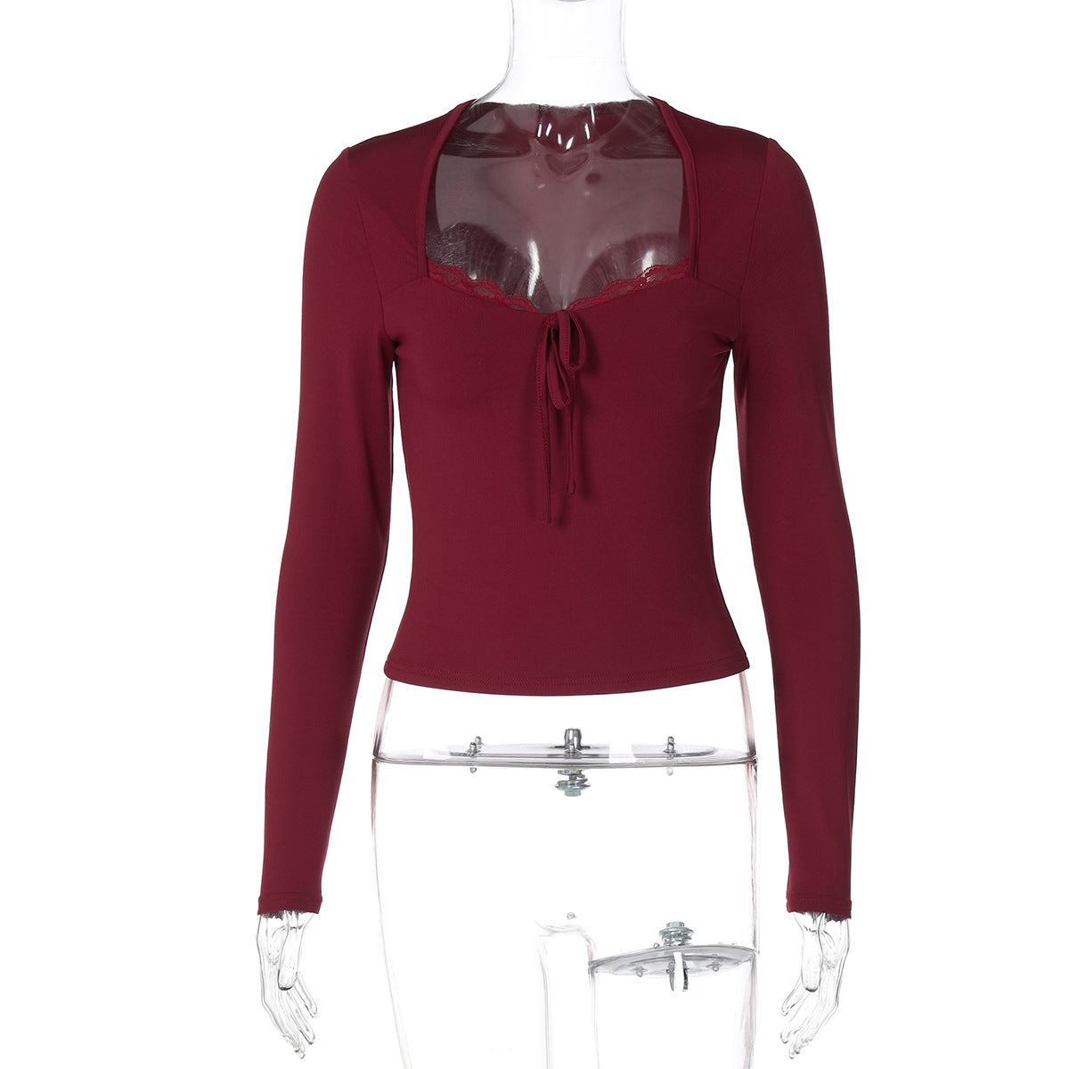 Womens Lace Trim Slim Fit Shirt