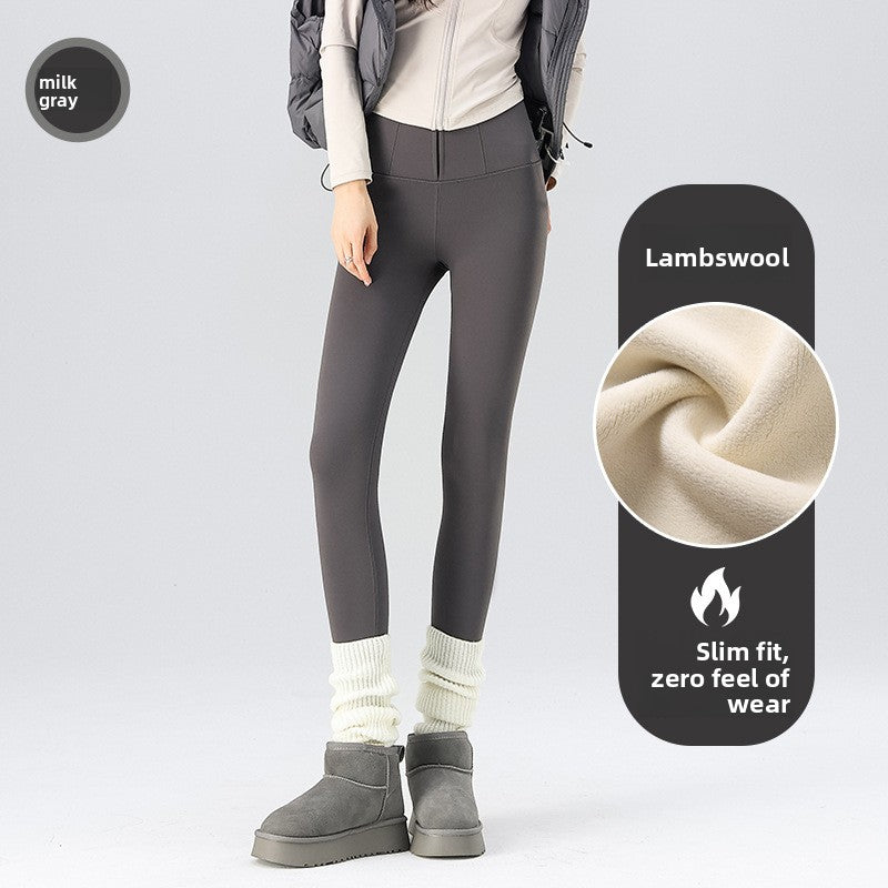Women's high-waisted zipper cinched-in sharkskin pants