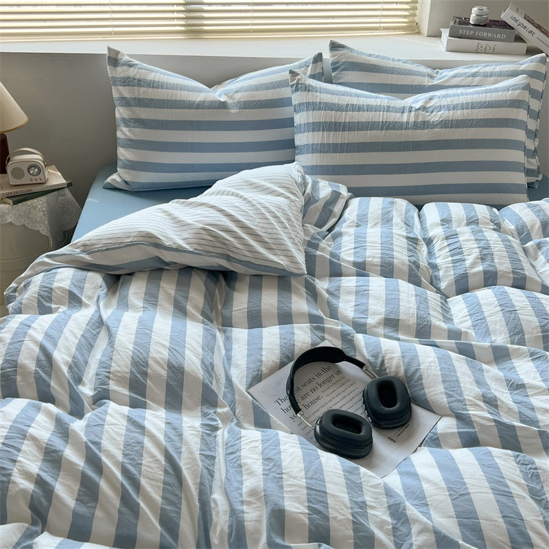 Washed Cotton Double-Layer Yarn Bedding Four-Piece Set