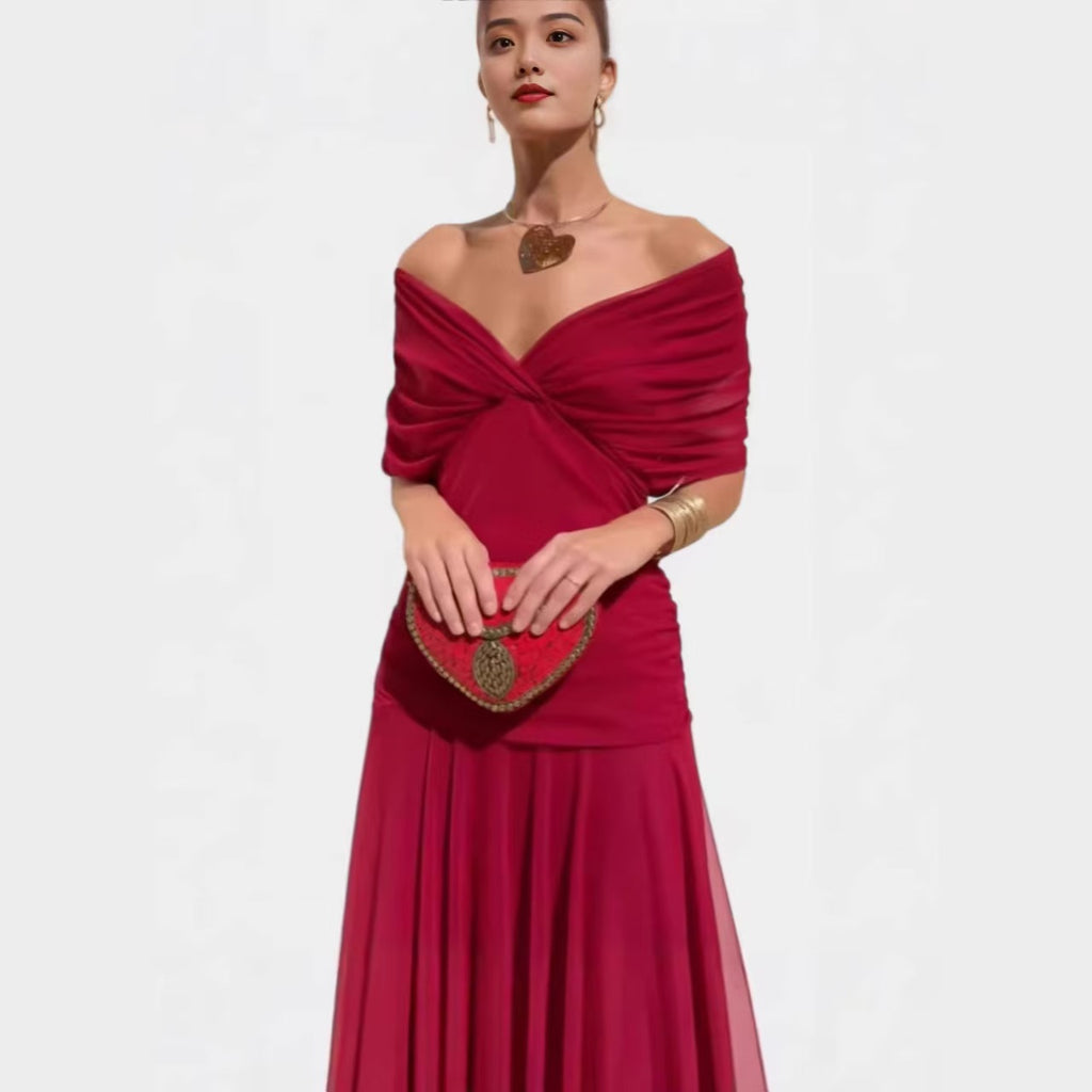 Floral Print V-neck Mesh Dress