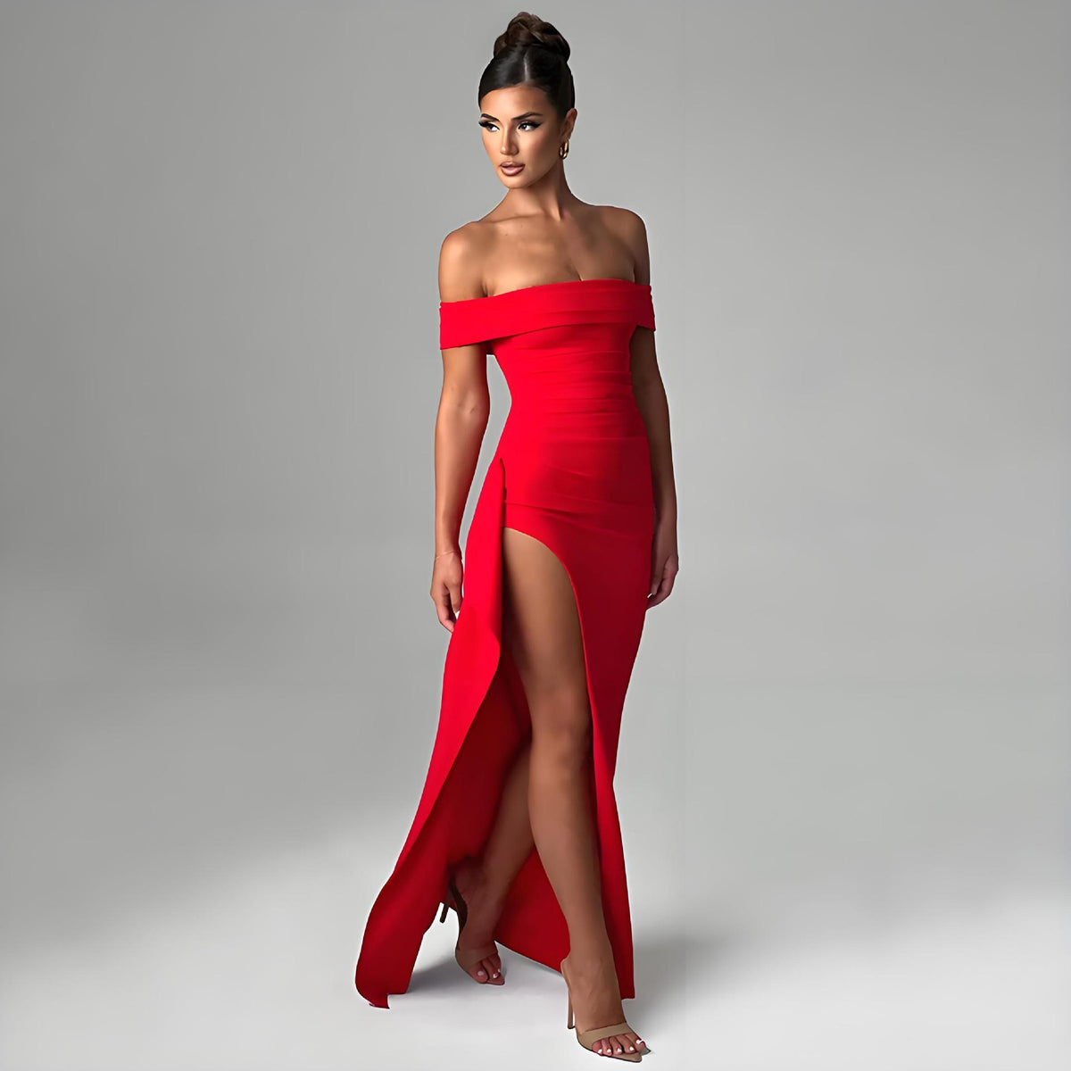 Strapless Backless Slit Long Dress