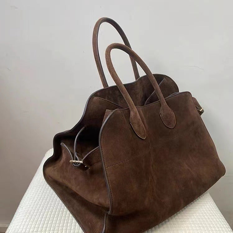 Women's Retro Suede Tote Bag with Large Capacity