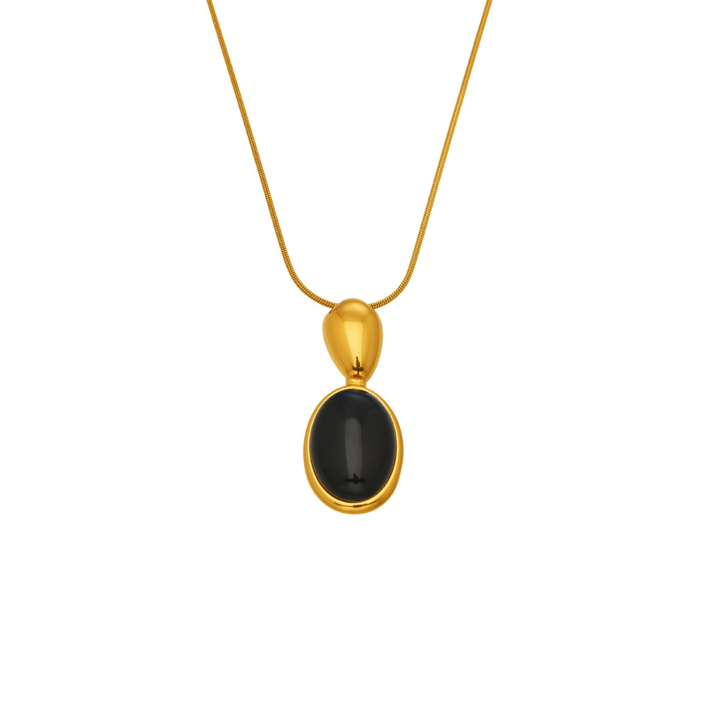 French Retro Oval Tiger Eye Stone Necklace