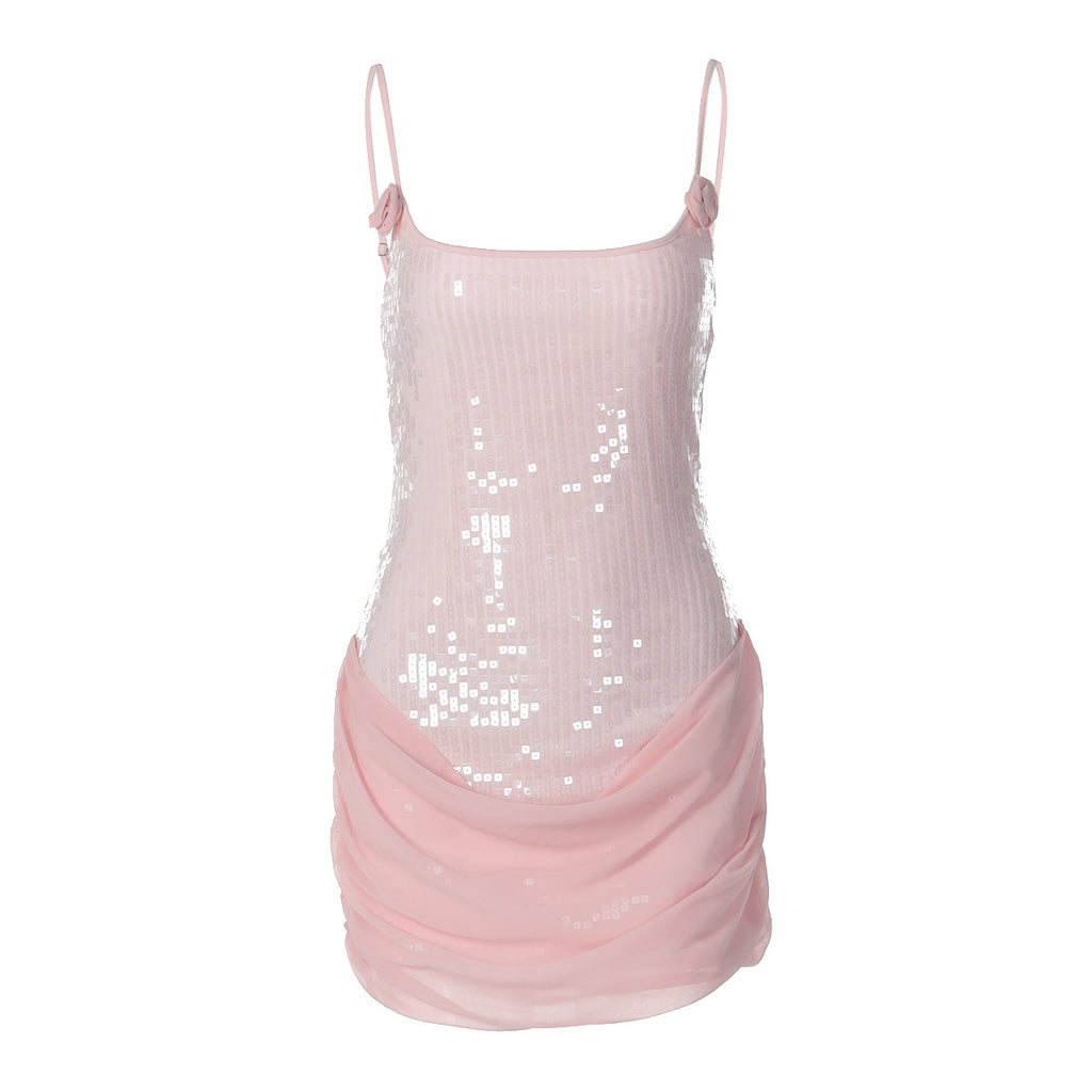 Womens Single Shoulder Sparkle Knit Dress