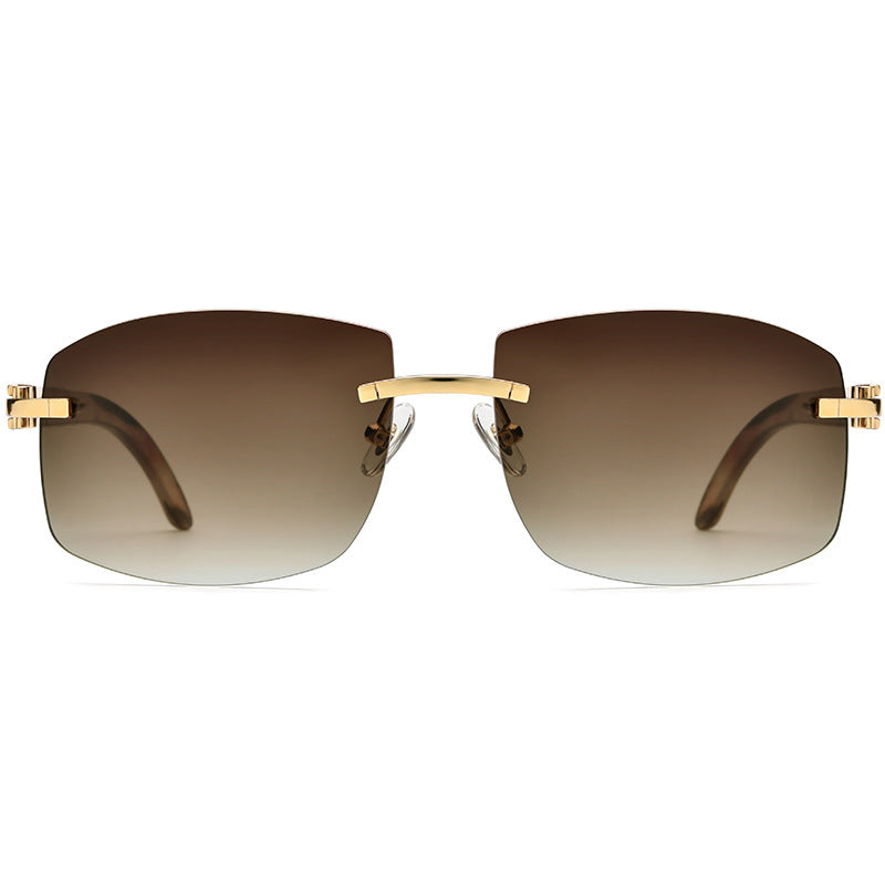 Black Horn Metal Frame Sunglasses