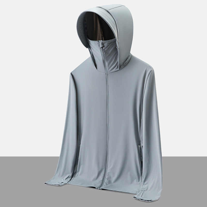 UPF50+ Ice Silk Cooling UV Protection Hooded Jacket Couple Matching Outdoor Sport Coat