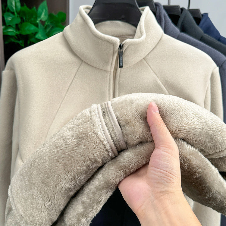 Zippered stand-up collar spring/autumn casual versatile grey coat