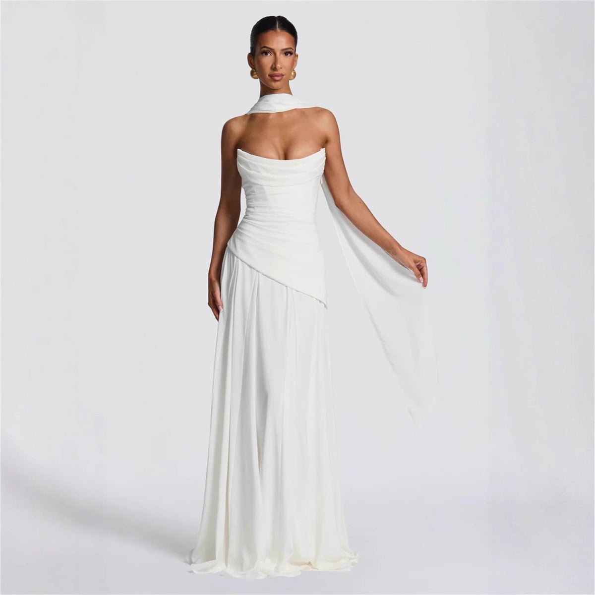 Elegant Sleeveless Tube Top Evening Dress