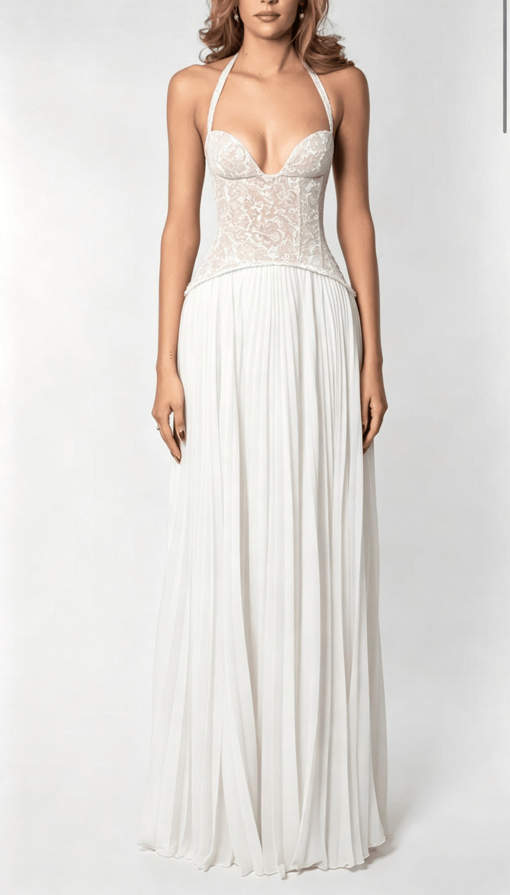 Halter Neck Pleated Backless Dress