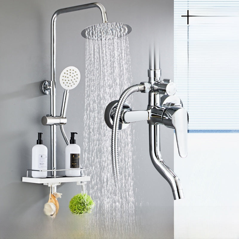 Four-Speed Chrome Shower Head Set with Multiple Spray Modes
