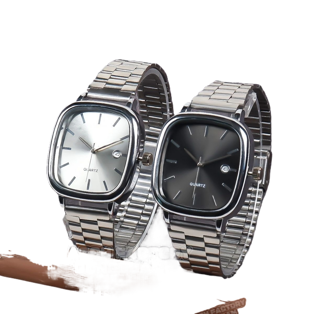 Retro Stainless Steel Square Watch
