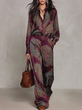 Long-Sleeve Shirt and Wide-Leg Pants Set