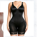 Front Zipper Shapewear Bodysuit with Lace Trim