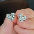 S925 Silver Heart Earrings with Diamond or Moissanite