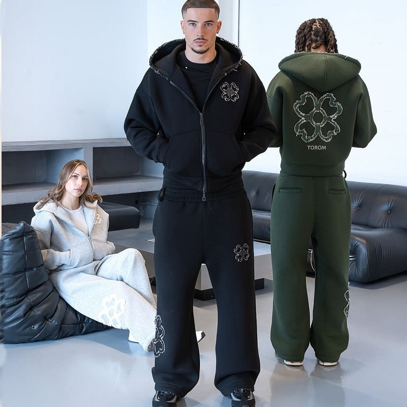 Casual Printed Zip Up Hoodie Unisex Sweatshirt